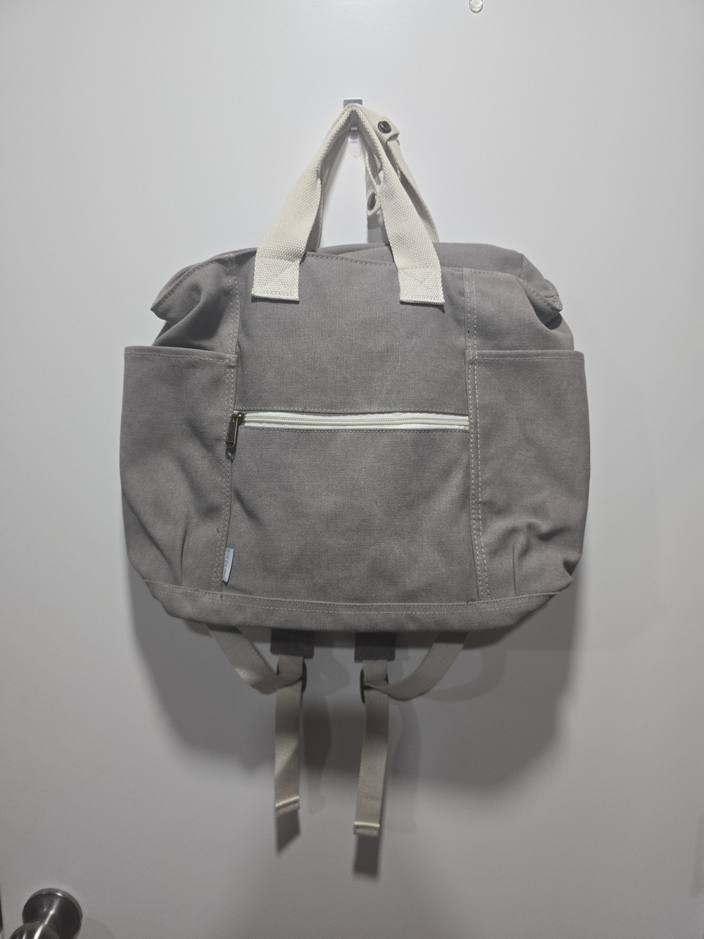 Birdling Bags Grey Canvas The Backpacker Tote Backpack Diaper Bag